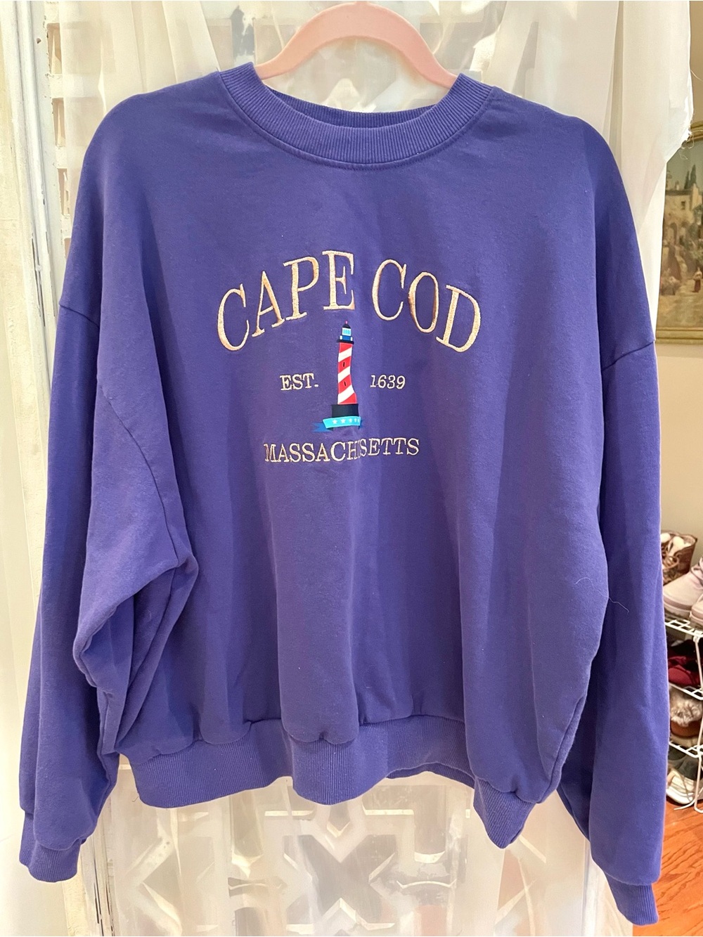 Blue Cape Cod Massachusetts lighthouse Graphic Sweatshirt